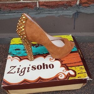 BRAND NEW ZIGI TAN BLOCK HEELED PEEP TOES SZ 7.5